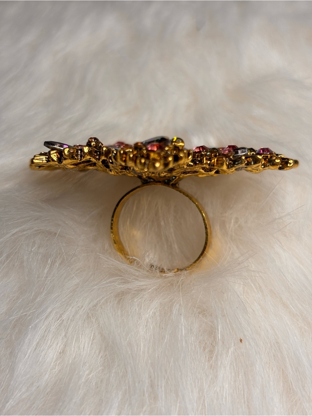 💎 Oversized Multicolor Rhinestone Starburst Statement Ring - Picture 2 of 3